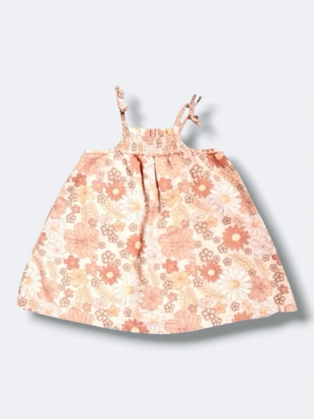 🍄 3/$15 Little Co Lauren Conrad Dress Baby Girl 9M Peach Floral Smocked Organic